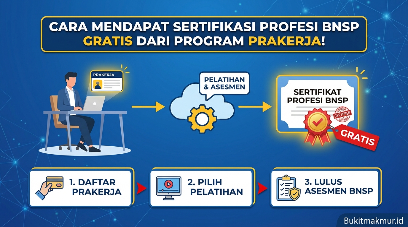 Cara Mendapat Sertifikasi Profesi BNSP Gratis dari Program Prakerja!