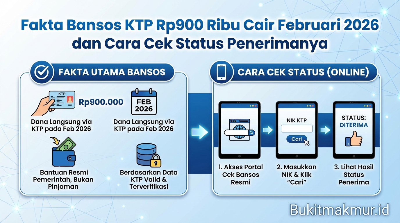 Fakta Bansos KTP Rp900 Ribu Cair Februari 2026 dan Cara Cek Status Penerimanya