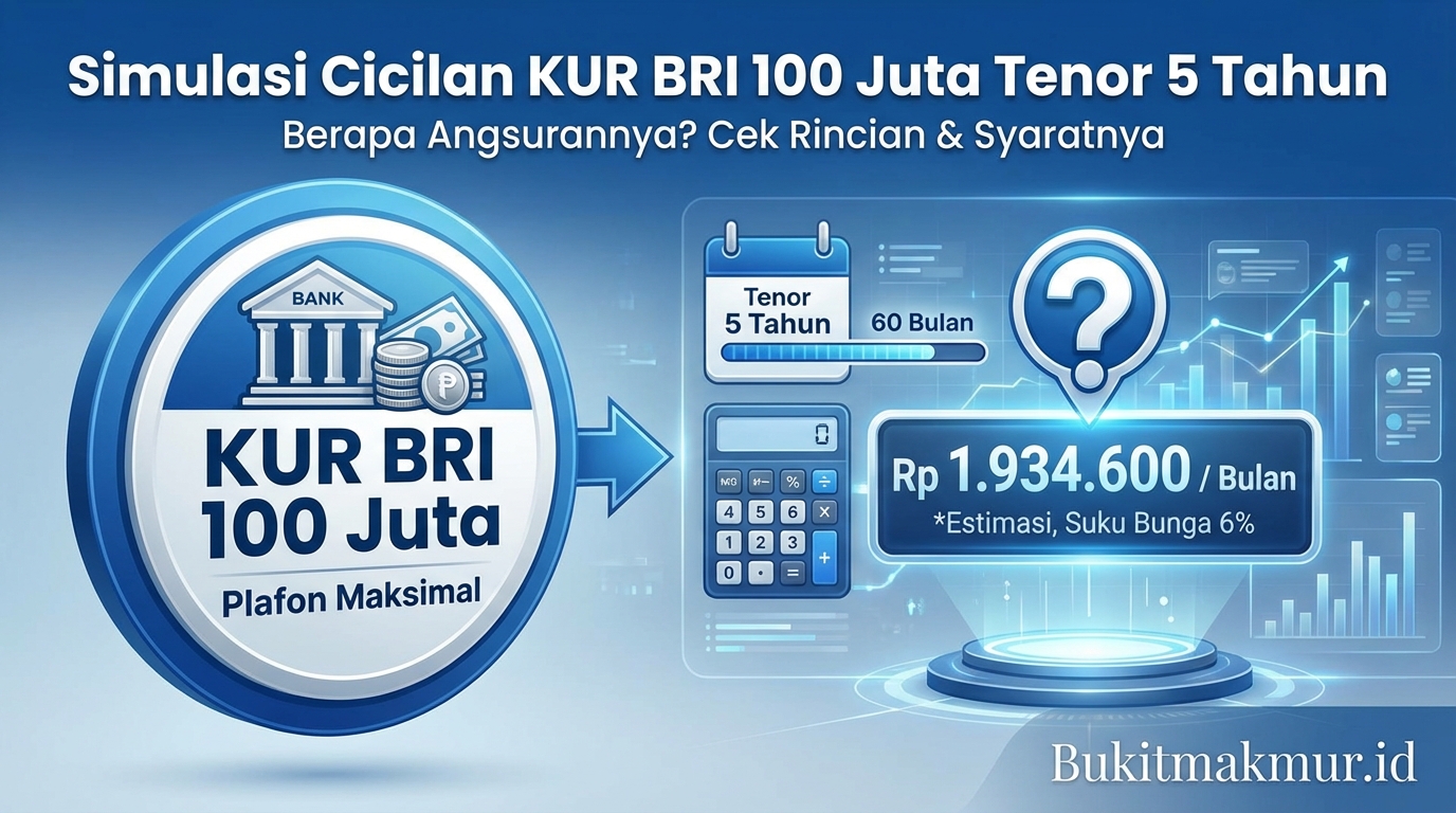 Simulasi Cicilan KUR BRI 100 Juta Tenor 5 Tahun, Berapa Angsurannya?