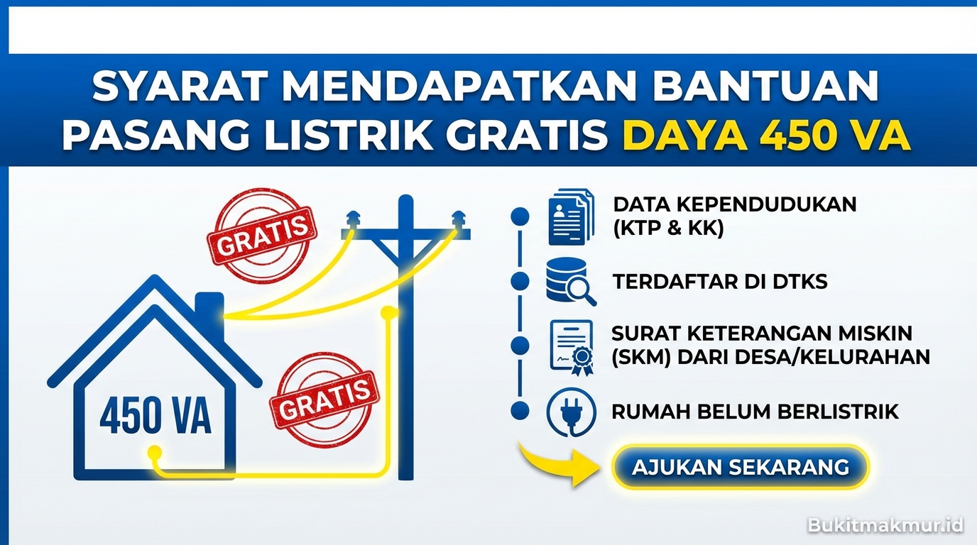 Syarat Mendapatkan Bantuan Pasang Listrik Gratis Daya 450 VA