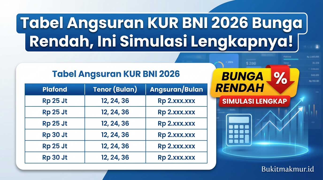 Tabel Angsuran KUR BNI 2026 Bunga Rendah, Ini Simulasi Lengkapnya!