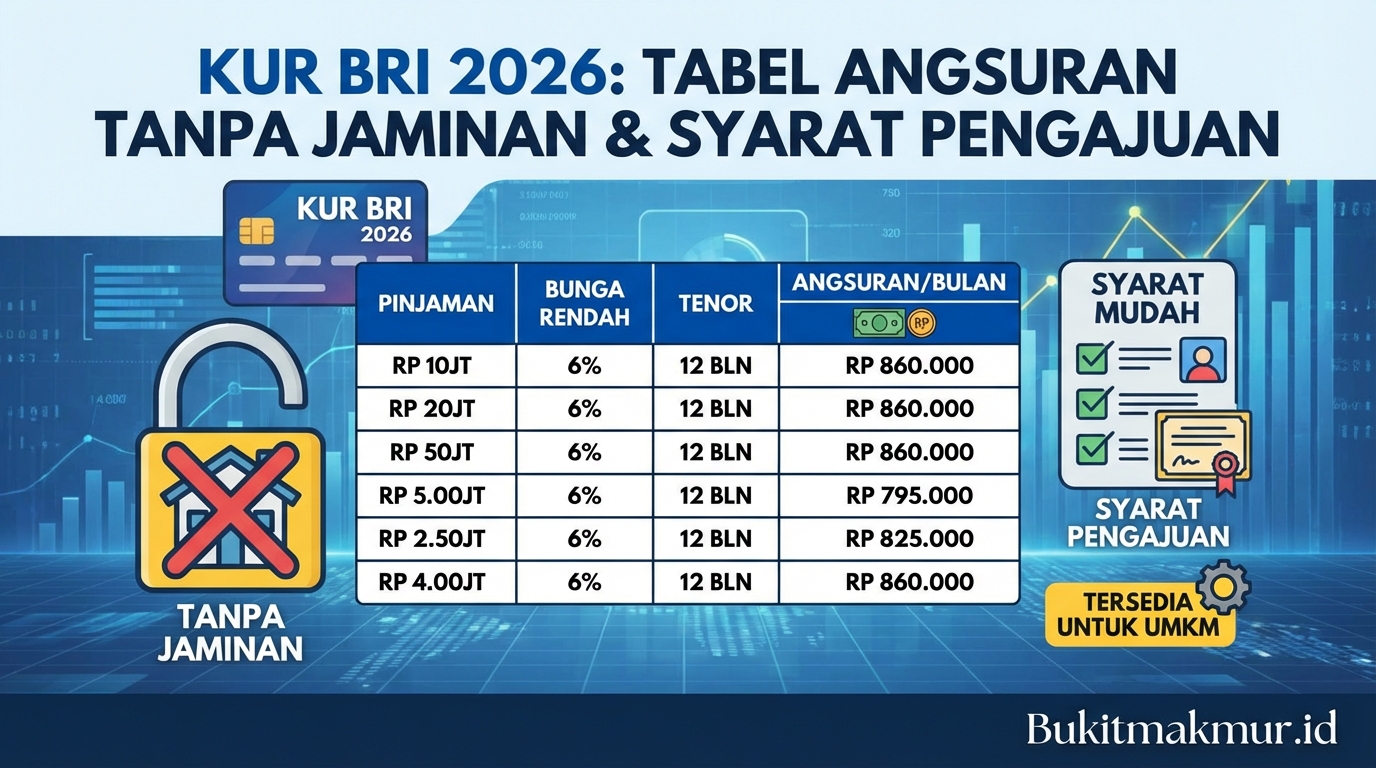 Tabel Angsuran KUR BRI 2026 Tanpa Jaminan dan Syarat Pengajuannya