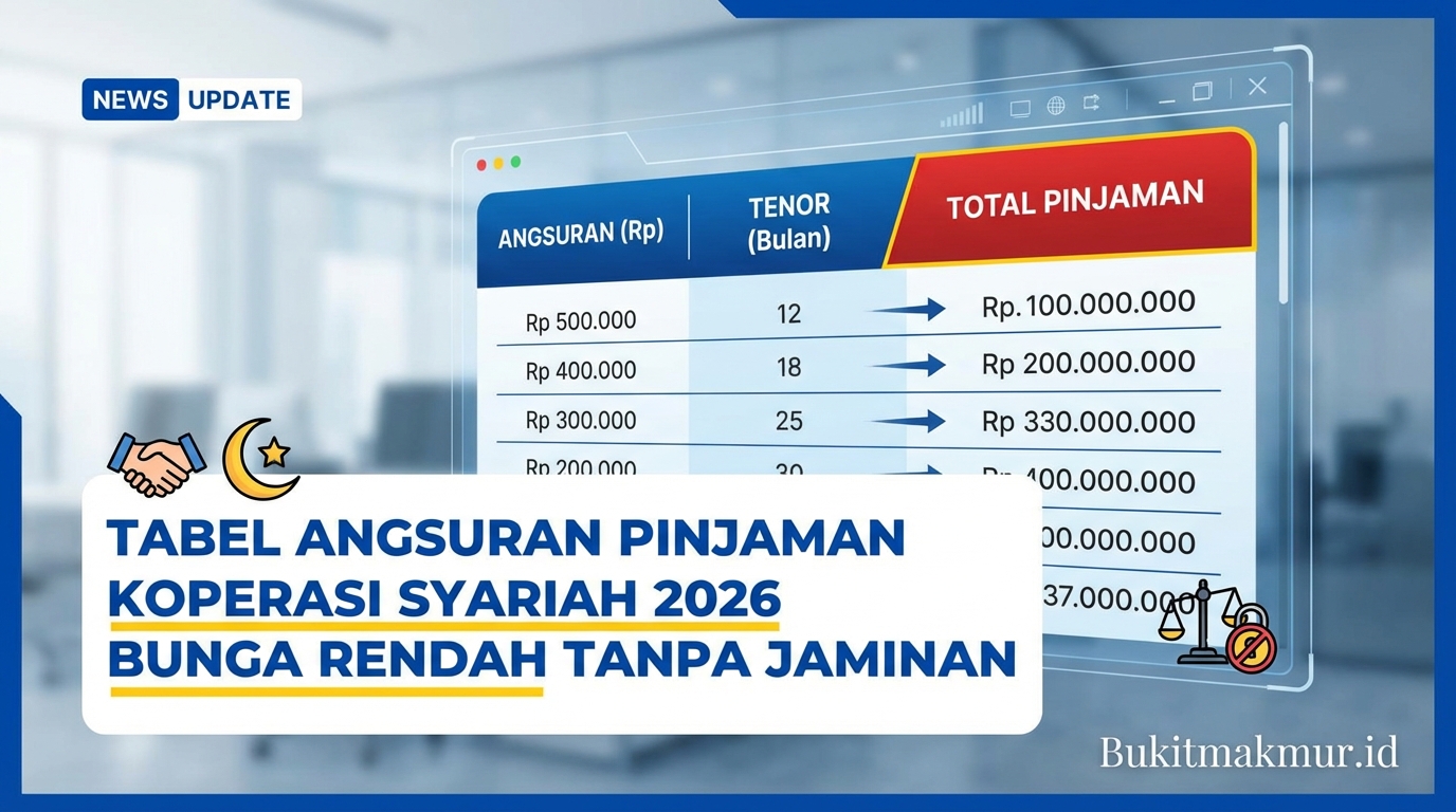 Tabel Angsuran Pinjaman Koperasi Syariah 2026 Bunga Rendah Tanpa Jaminan