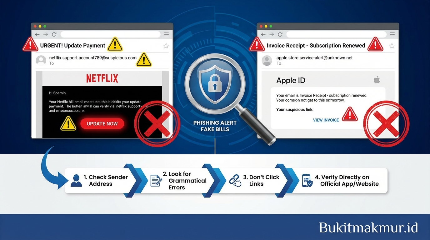 Ciri-ciri Email Tagihan Palsu dari Netflix atau Apple ID (Phishing)