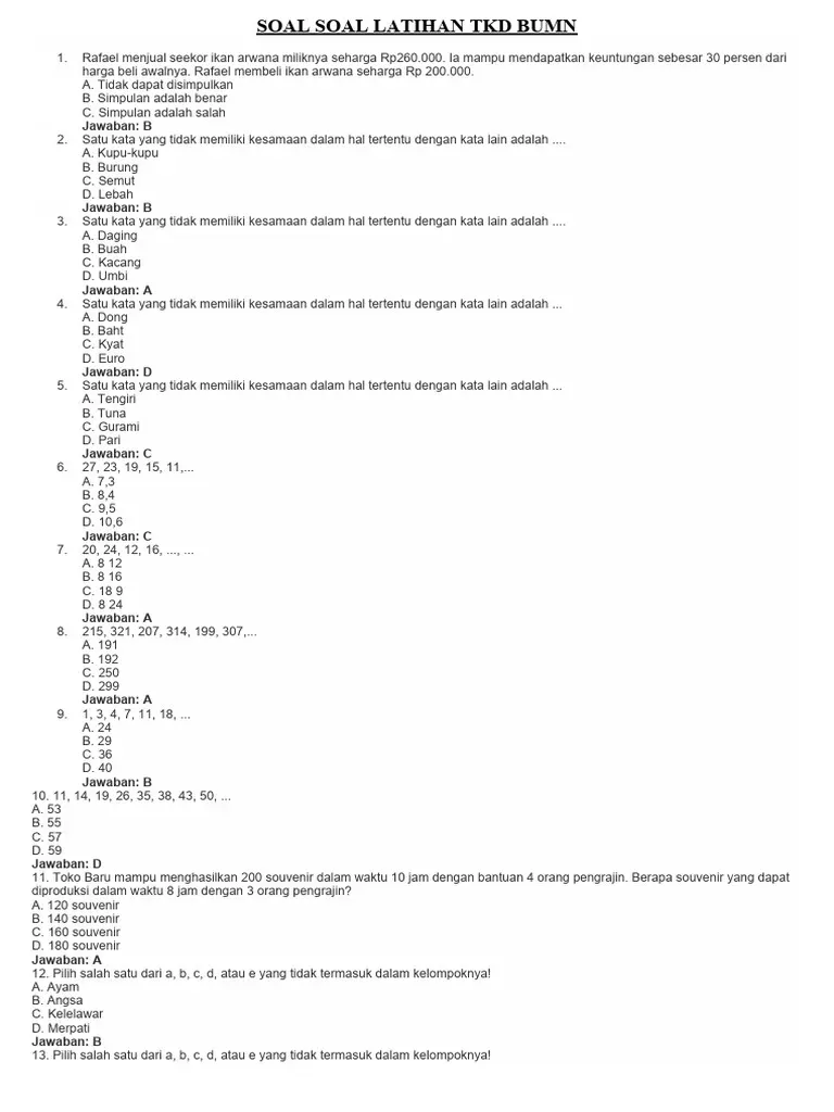Contoh Soal TKD BUMN 2026: Panduan Latihan dan Pembahasan