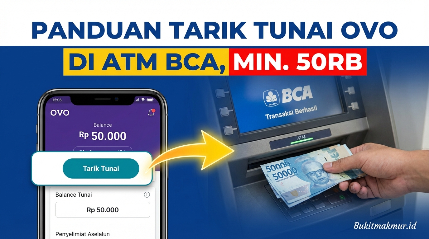Panduan Tarik Tunai Saldo OVO di ATM BCA Minimal 50 Ribu