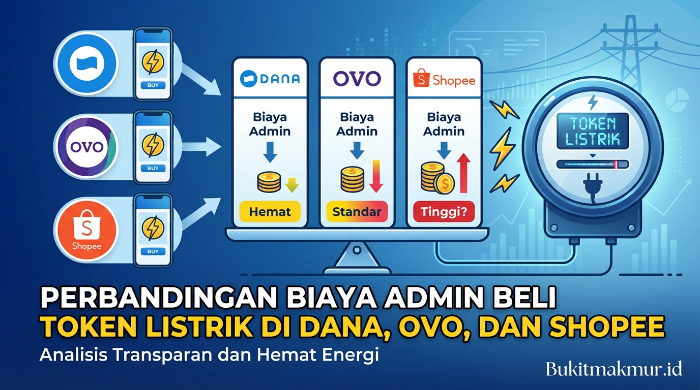 Perbandingan Biaya Admin Beli Token Listrik di DANA, OVO, dan Shopee