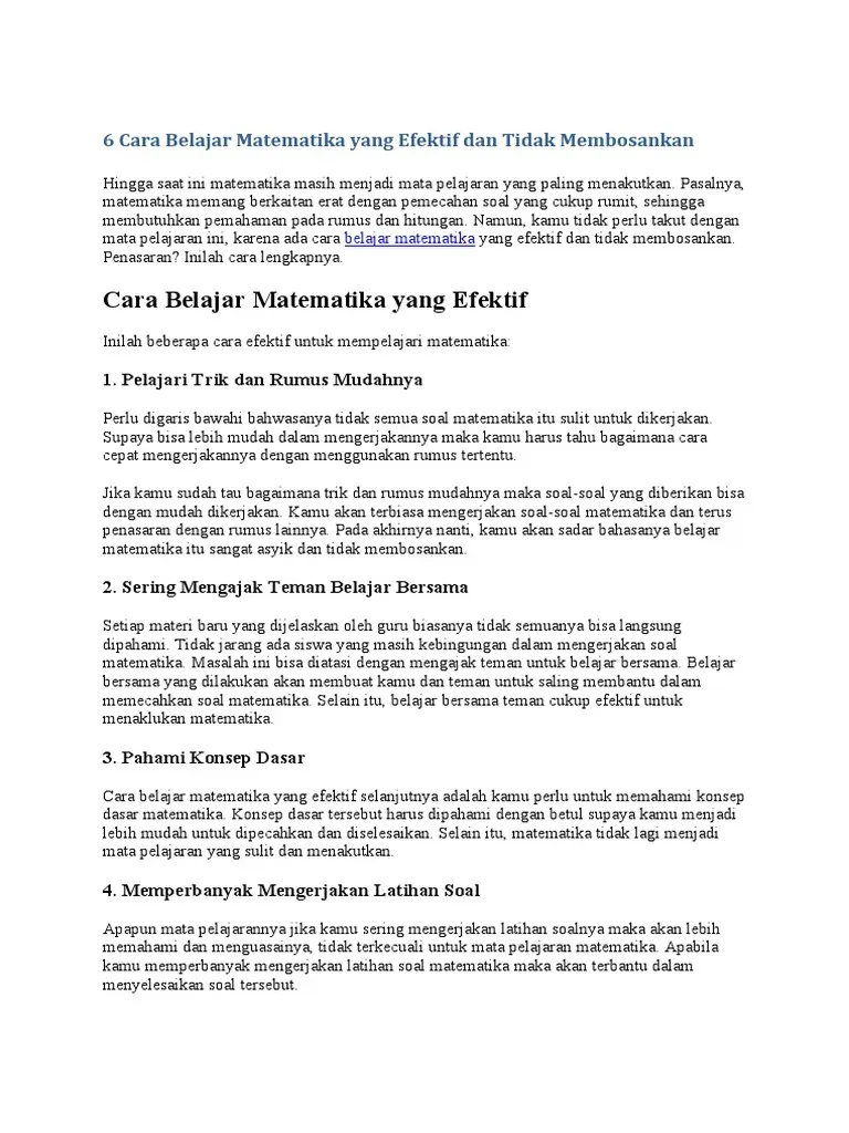 Cara belajar matematika efektif untuk tingkatkan logika siswa
