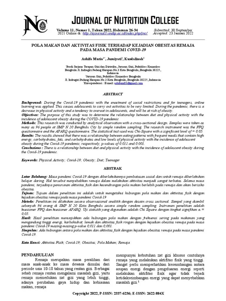 Pengaruh Screen Time dan Aktivitas Fisik Terhadap Obesitas Remaja